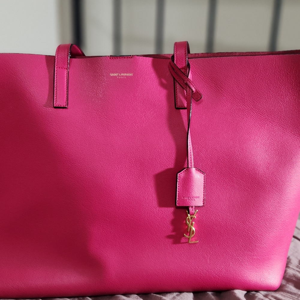 Saint Laurent Pink Leather Tote Bag